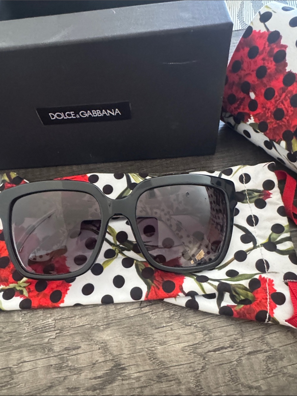 Dolce & Gabbana 4232 Black Square Gradient Lens Sunglasses